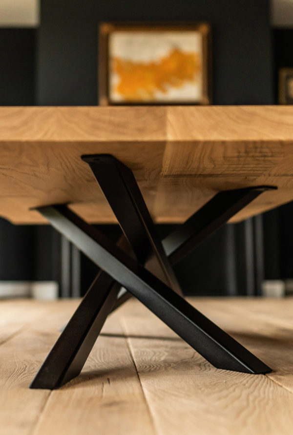 Table basse design Mikado / Artisanale en acier & bois massif