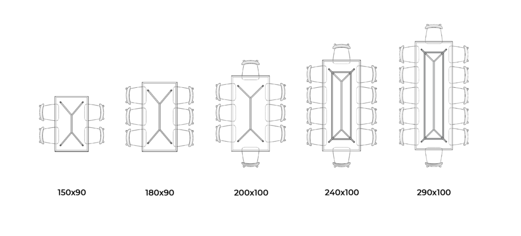 Comparatif tailles de tables PAPILLON