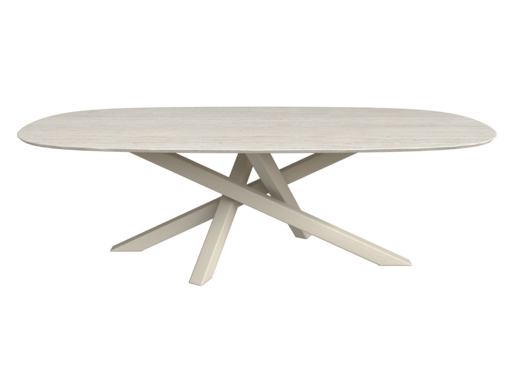 Table en céramique Mikado Marmorio forme superellipse