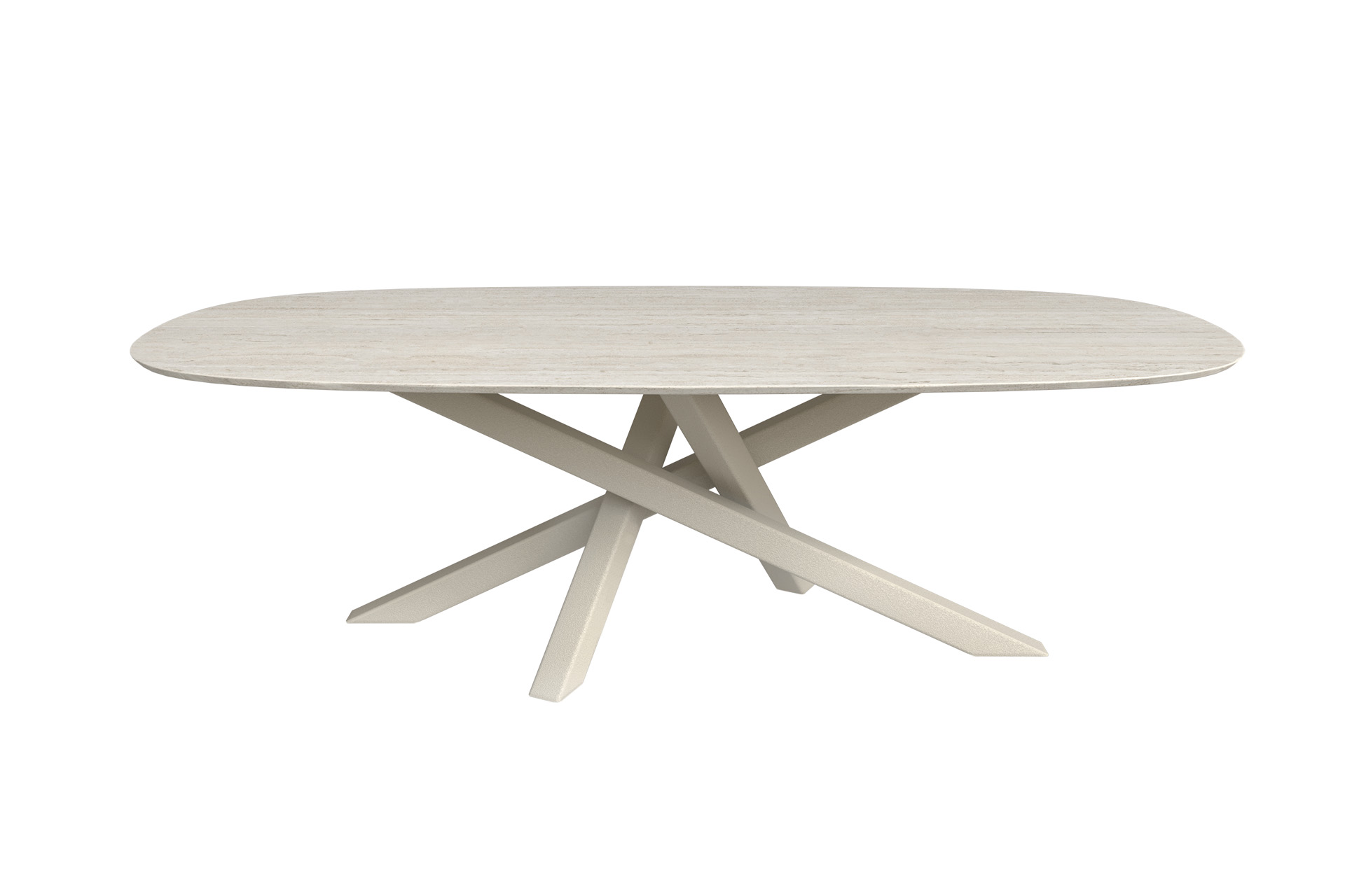 Table en céramique Mikado Marmorio forme superellipse