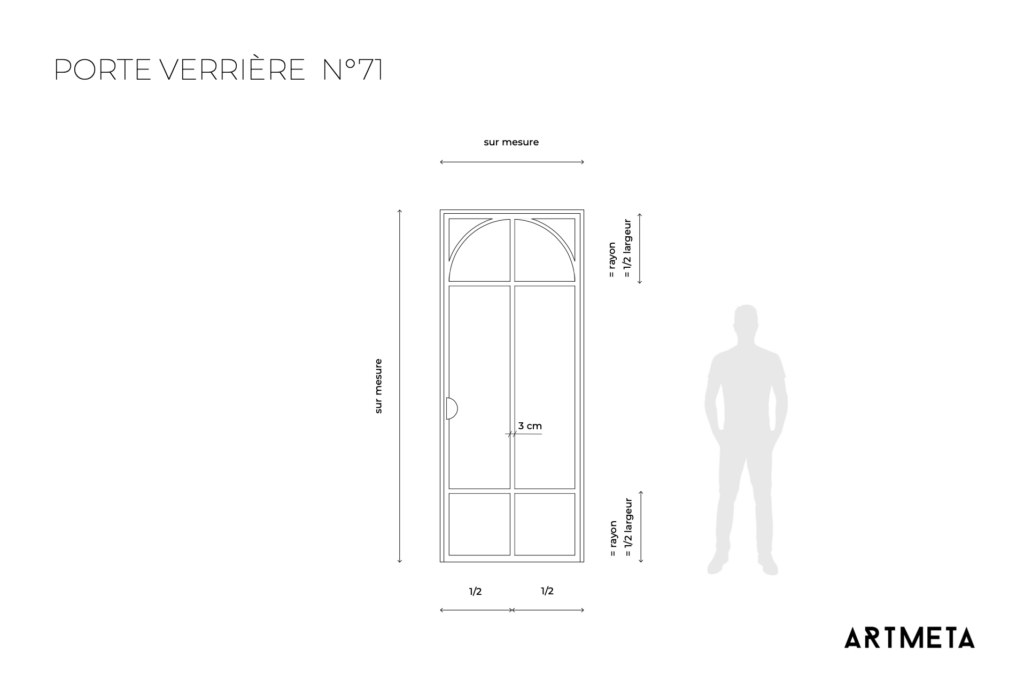 Porte vitrée intérieure N°71 en acier et sur mesure