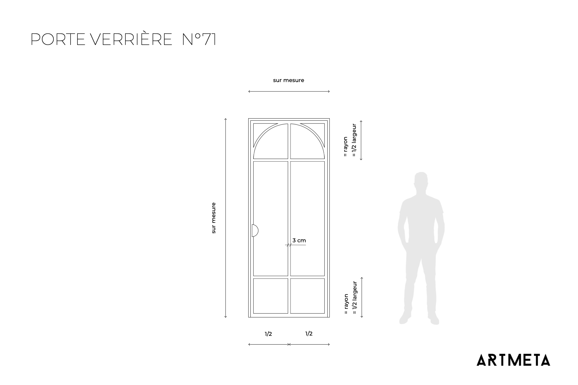 Porte vitrée intérieure N°71 en acier et sur mesure