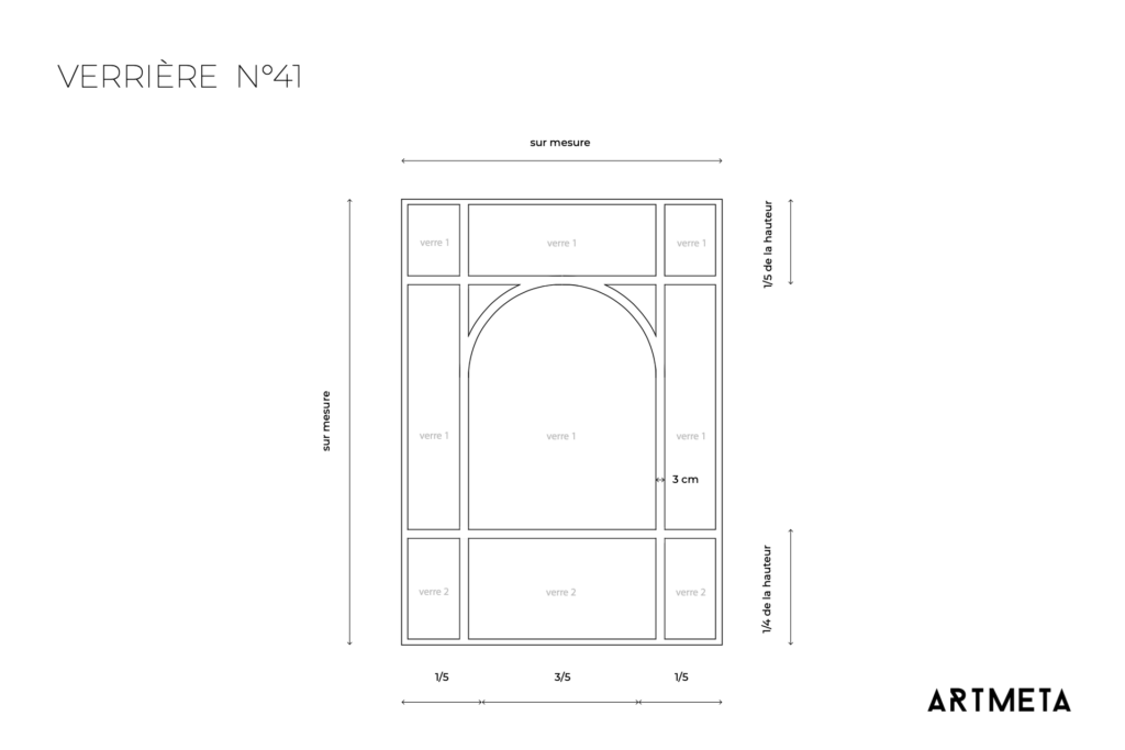 Verrière intérieure sur mesure en acier avec courbe N41