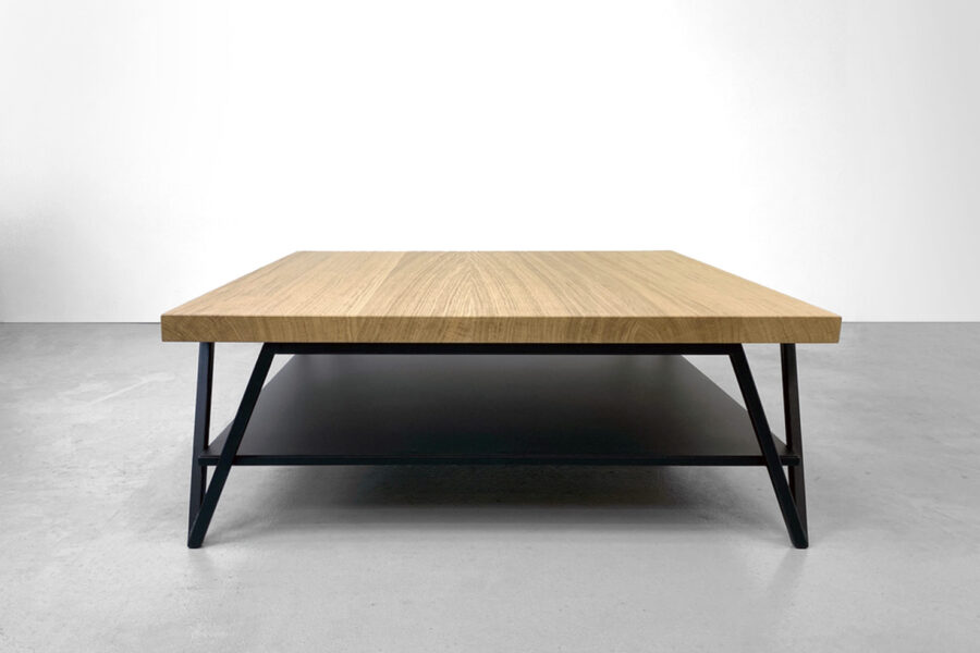 Table basse double plateau Variation acier et bois massif