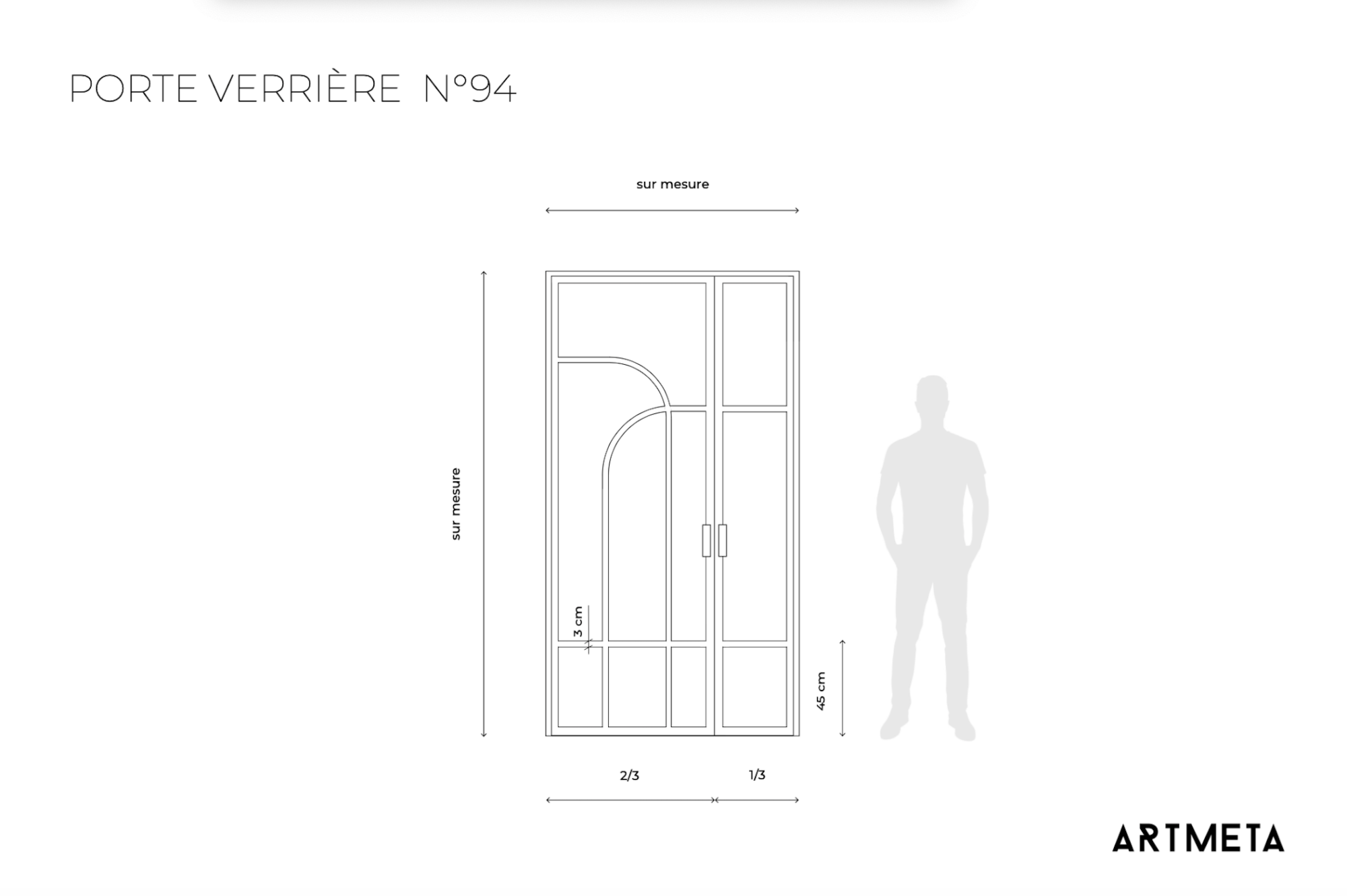 Double porte verrière tiercé avec arrondis N°94