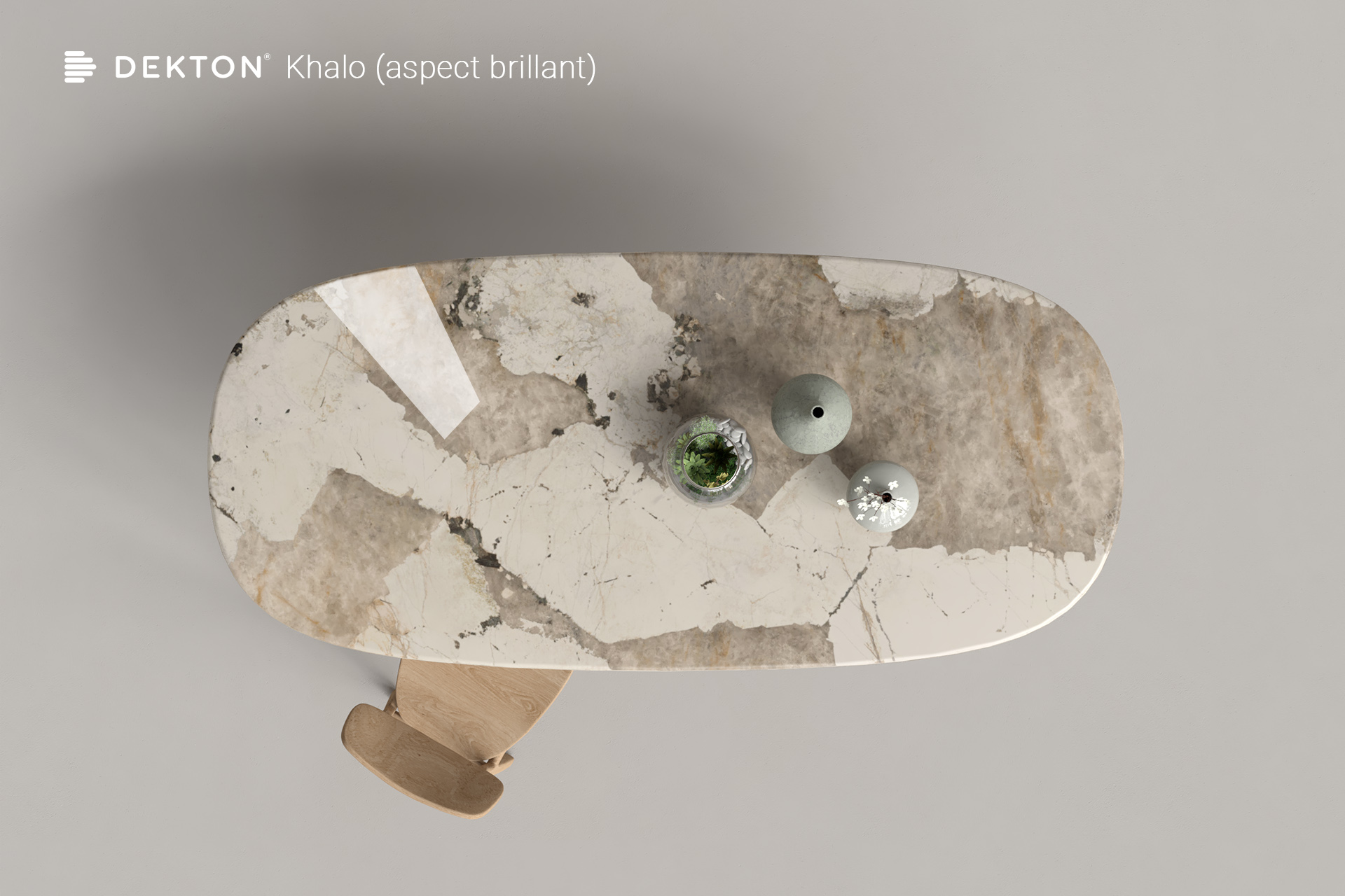Plateau de table à manger céramique DEKTON KHALO
